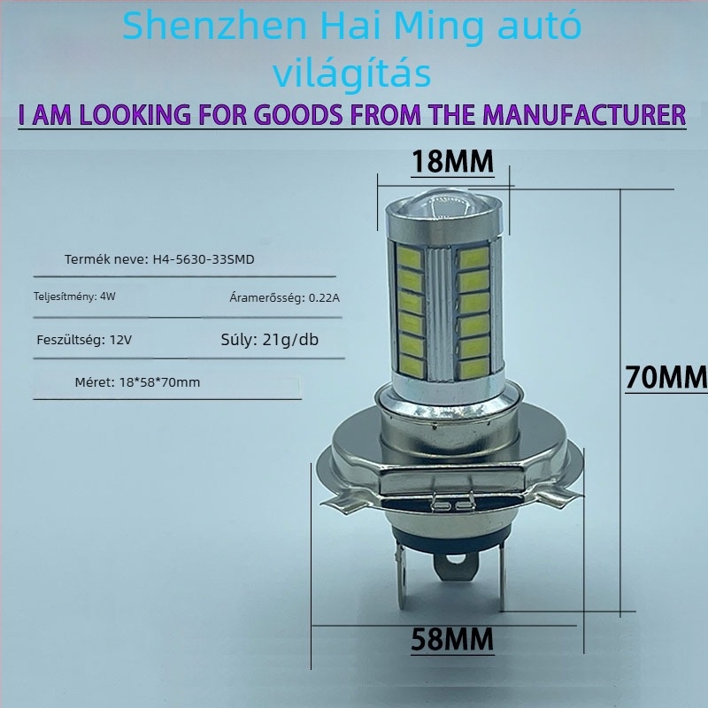 LED ködfényszóró H4/H7 33SMD 5630, 12V, 6.6W, 680 lm, 6500K
