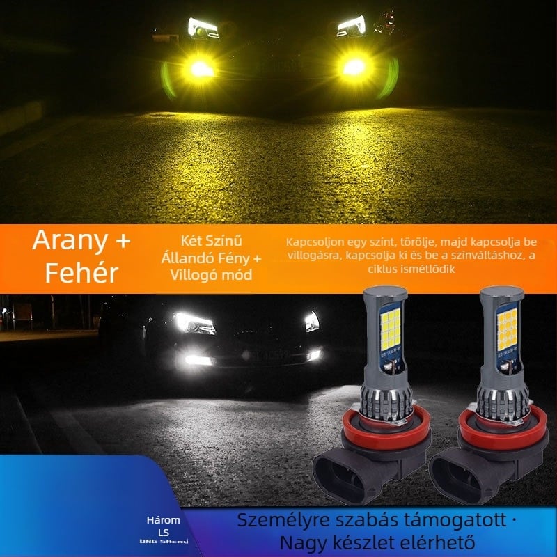 Elülső LED ködfényszóró 3030, 12V, kompatibilis 9005/H11/H8/9006/H7/881/880/H3/H1, 600 lm