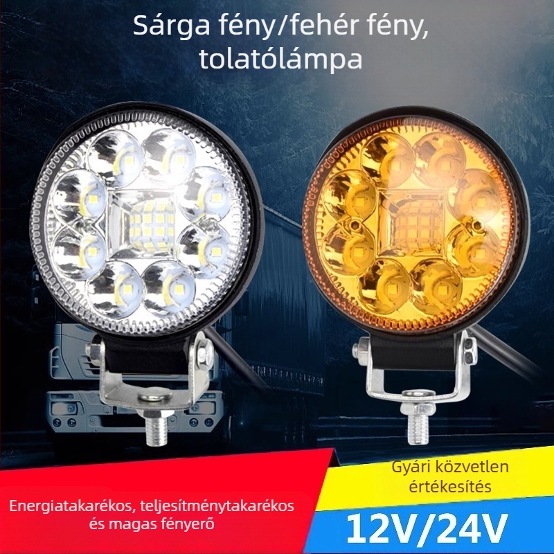 Teherautó LED reflektor hátrameneti fényhez, 12/24V, 6W, alumínium ház, 12 LED