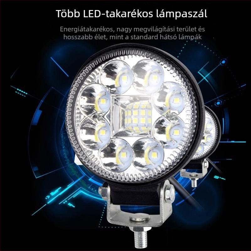 Teherautó LED reflektor hátrameneti fényhez, 12/24V, 6W, alumínium ház, 12 LED