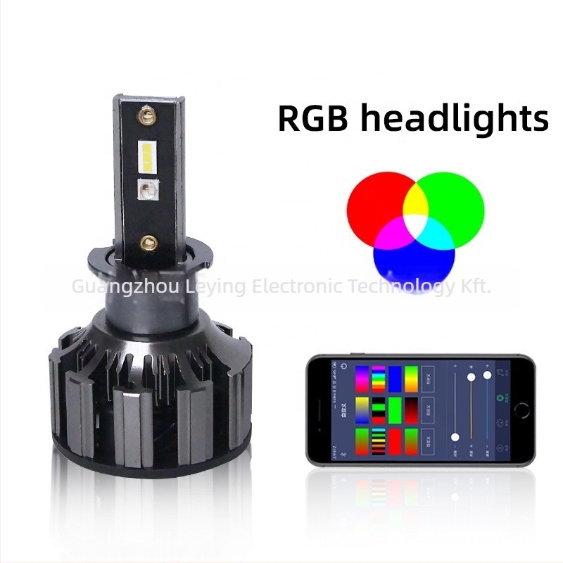 RGB autó LED első lámpa és ködlámpa, Bluetooth vezérlés, 40W, 12V, 5400lm, IP65, Demon Eye