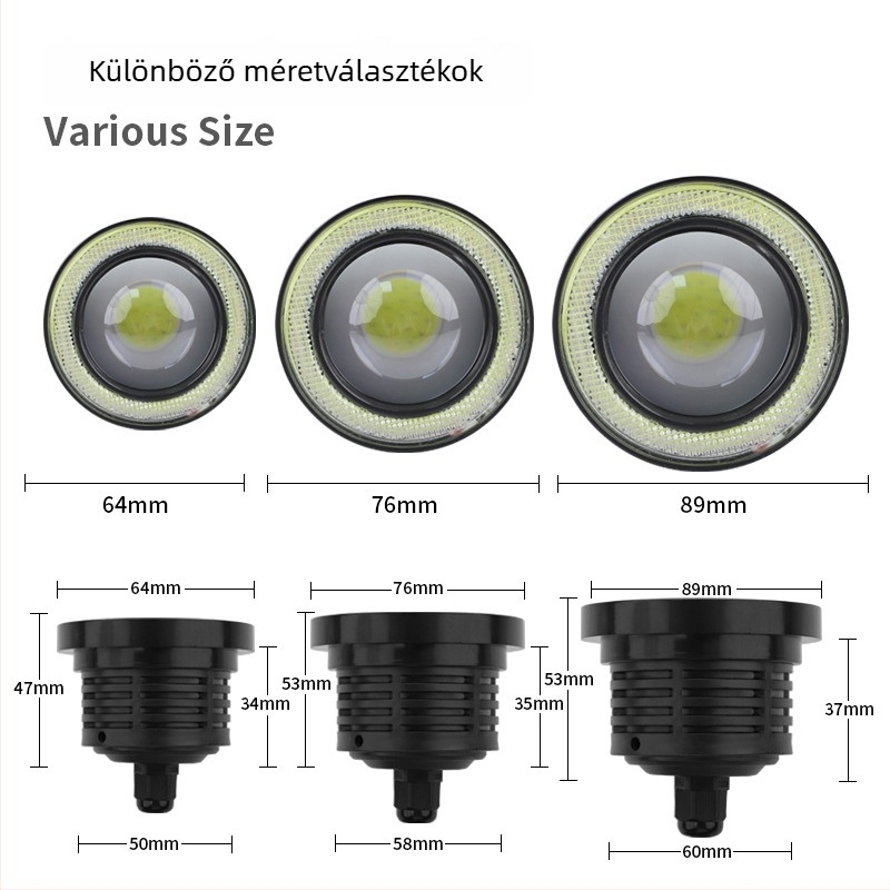 YSX 2,5 hüvelykes LED első ködfényszóró Angel Eye‑val, nagy fényerővel, nappali világítás, 12V, 10W