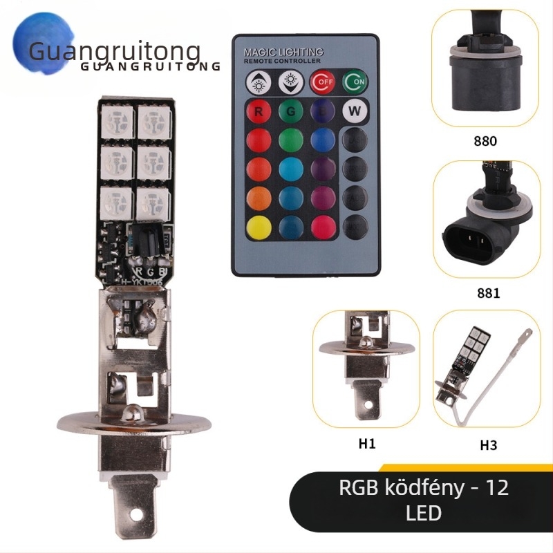 RGB LED elülső ködlámpa – 12 LED, 5050, 12-24V, 1.08W