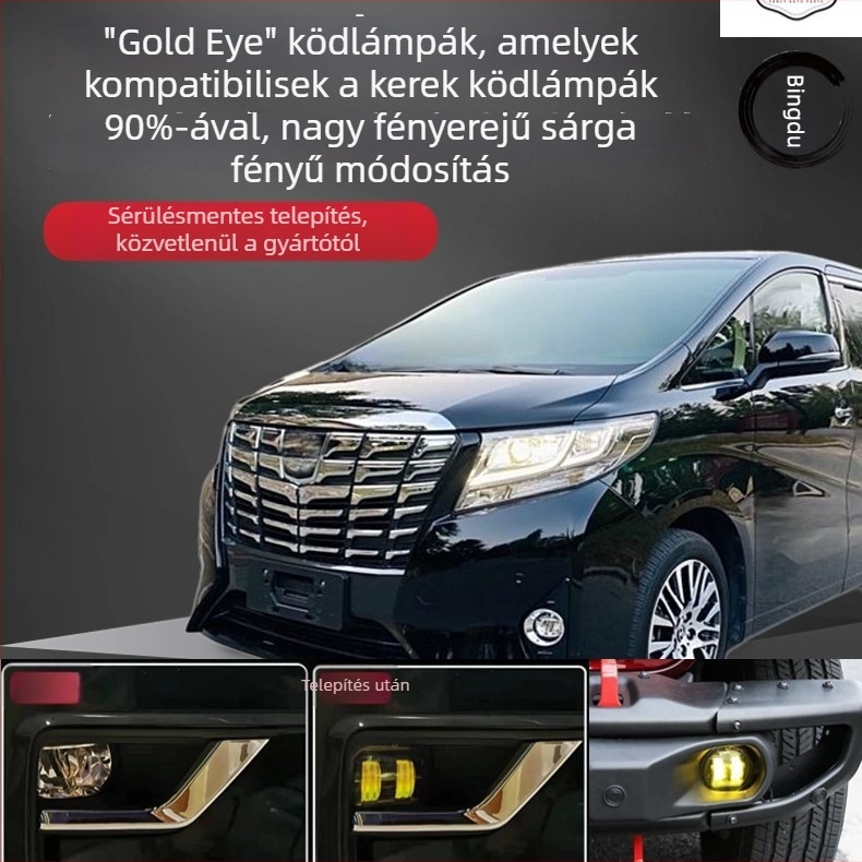 Universal körkörös arany ködfény készlet – előre néző ködfény lámpa, nagy fényerő, a legtöbb modellhez