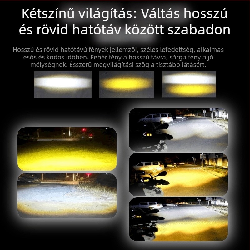 Ötlencsés külső motorkerékpár-fényszóró, IP67 vízálló LED, 35W, 9–80V, alumínium ház
