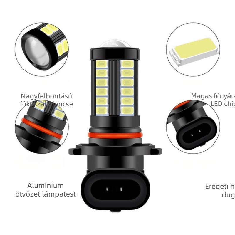 Autó LED első ködfényszóró, 12-24V, 5730 LED, 600 lm, 6000K, kompatibilis H11/H8, 9006/9005, H4/H7/H16