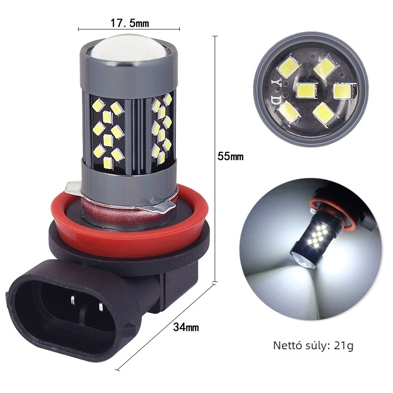 Elülső LED ködlámpa, H11/H8, 42SMD lencsével, 20W 12V, 500LM