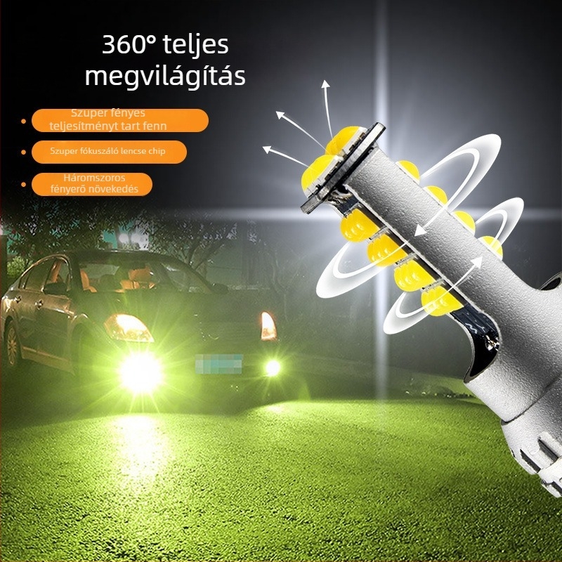 Két színű LED első ködfénylámpa autóhoz, kompatibilis H11/H8/9006/H4/H7, 30W, 6500K, 9800 lm