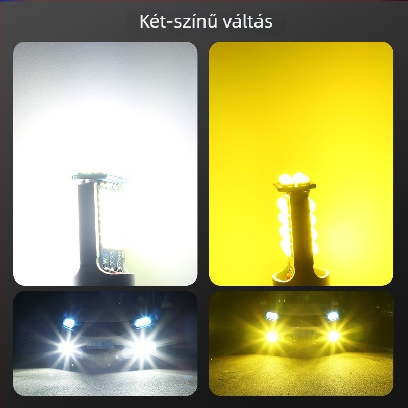 Két színű LED első ködfénylámpa autóhoz, kompatibilis H11/H8/9006/H4/H7, 30W, 6500K, 9800 lm