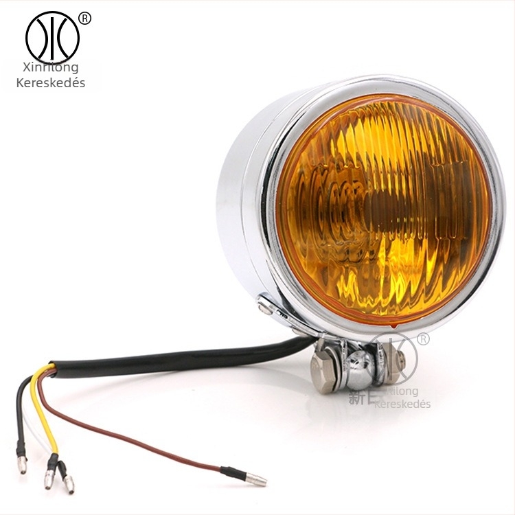 XRL-128 Motorkerékpár fényszóró, 55W, 12V, Alumíniumötvözet, Fényforrás: izzó