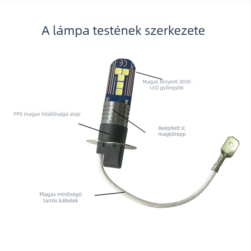 H3 LED ködlámpa autók/teherautók számára, 12-36V, 15W, 750 lm, 6500K