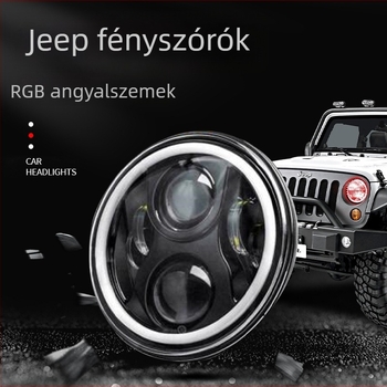 Wrangler 7 hüvelykes RGB LED fényszóró Wranglerhez fehér-sárga mutatóval, 4 LED, 7 színű Off-road világítás és ködfény