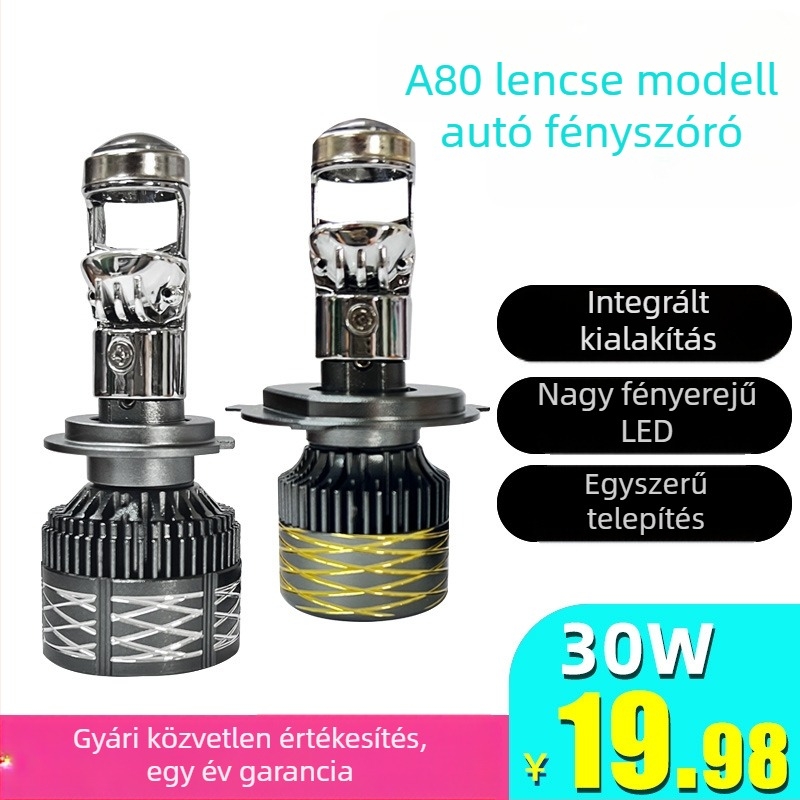 A80 LED autófényszóró – nagy fényerejű spotfény, univerzális kompatibilitás