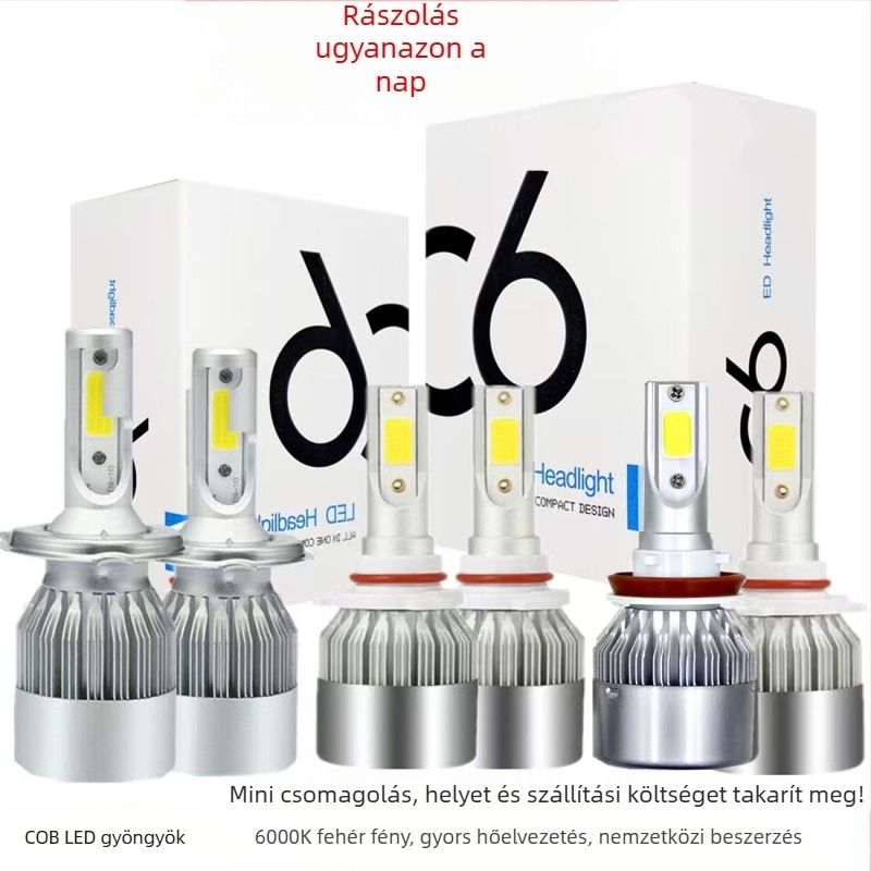 C6 LED autófényszóró, 36W, 12-24V, 3800 lm, alumínium ház