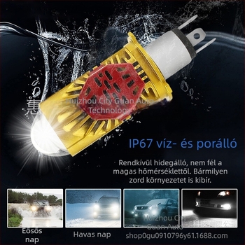 H4 LED autólámpa integrált magas- és alacsony fényszóróval, vízálló, 5000 lm, 12V, alumínium ház, modell M01J