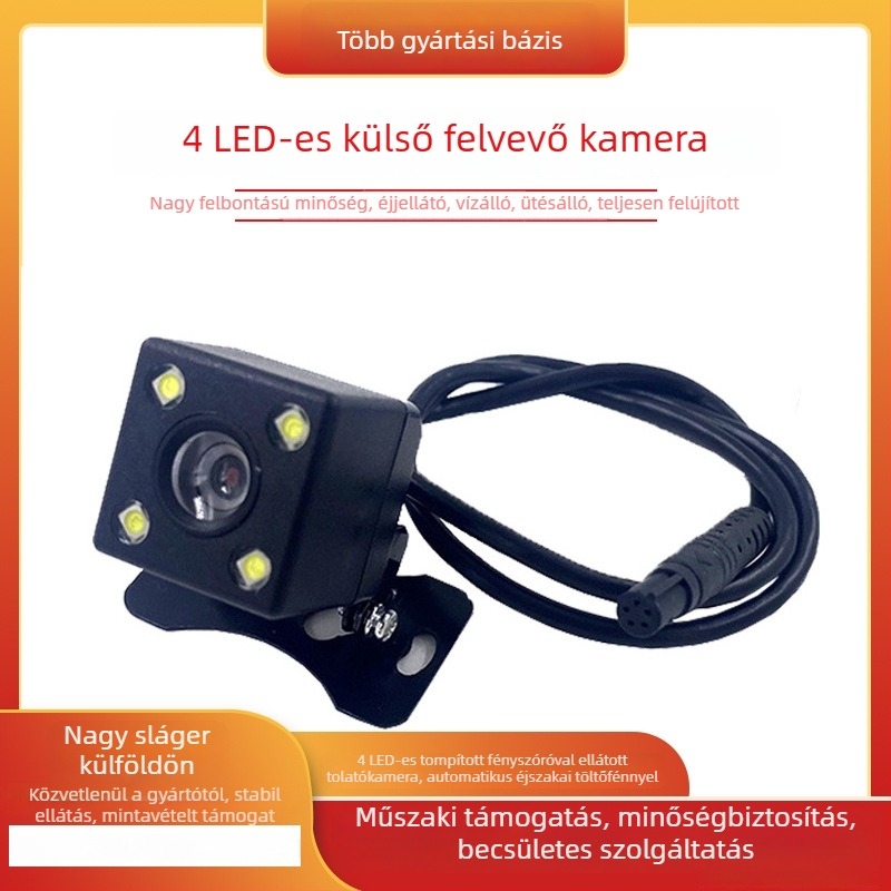 Hátsó kamera ötpin csatlakozással, HD éjjellátás, 4 LED világítás, digitális videó autós DVR-hez