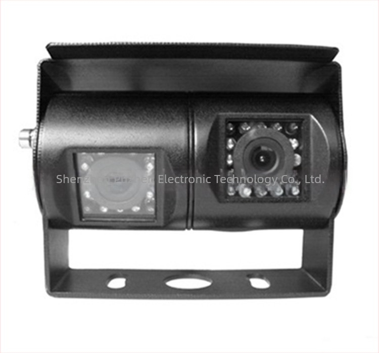 Kétlencsés kamera buszokhoz és teherautókhoz, éjjellátó infravörös, vízálló, modell PZ470-2, 24V, 170° állítható, felbontás 840x480