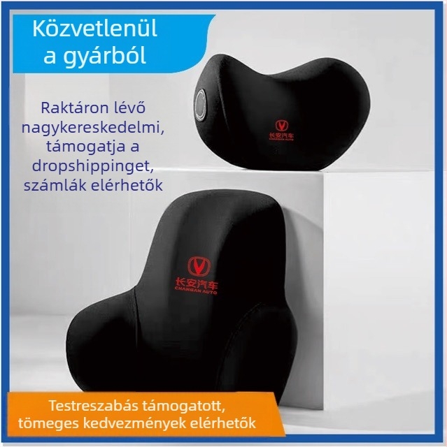 Személyre szabott autóágyéki támasz párna nyomtatott szöveggel, memóriahabos töltés, autóhoz és irodába