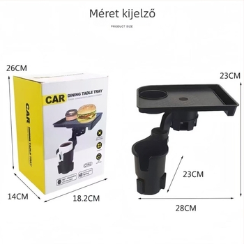 Autó karfájához illeszkedő tálca, kis tálca első és hátsó ülésekhez, étkezőasztal, telefon-tartó, modell Qy62