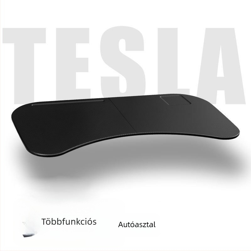 FRINS Összecsukható autós asztal Tesla Model 3/Y-hoz, karbon mintázat, PVC, FR-21006 modell, testreszabás és logónyomtatás
