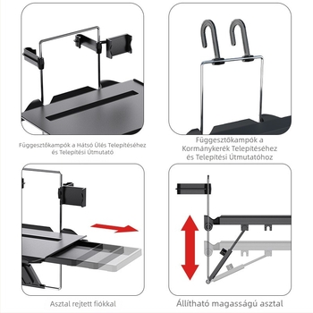Hátsó üléshez autóasztal, összecsukható laptop asztal, modell Sd-1518, márka Shunwei, műanyag