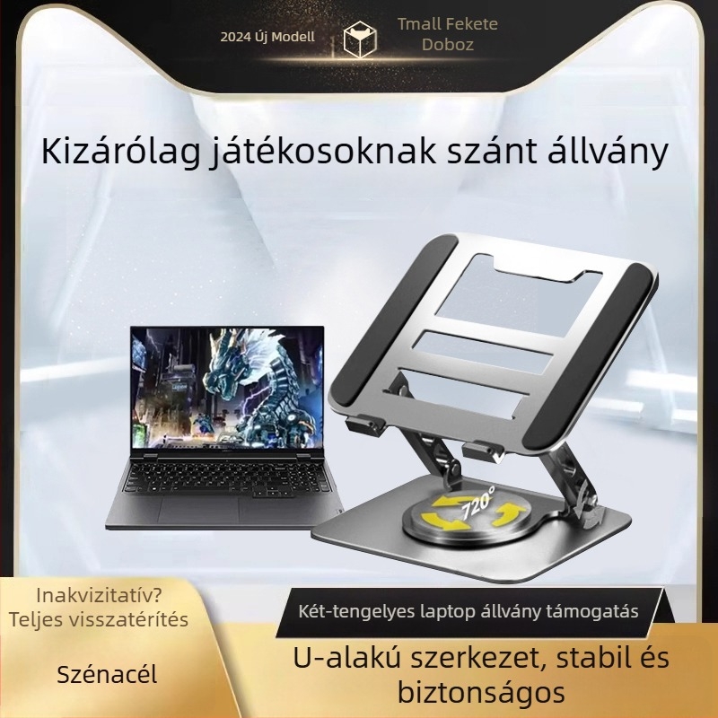 SANDU ANCIS-121 fém laptopállvány emeléssel, állítható magasság, összecsukható, hordozható hűtőkeret, 1685 g