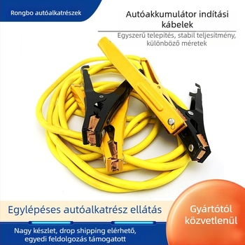 Autó akkumulátor indító kábel csipeszekkel, tartós jumper kábelek