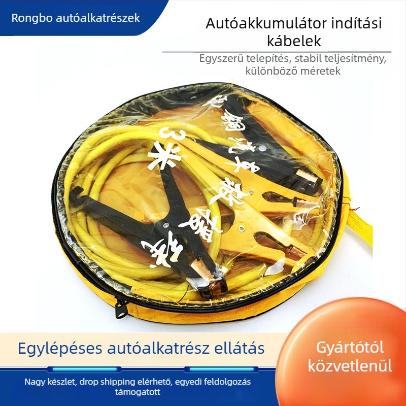 Autó akkumulátor indító kábel csipeszekkel, tartós jumper kábelek