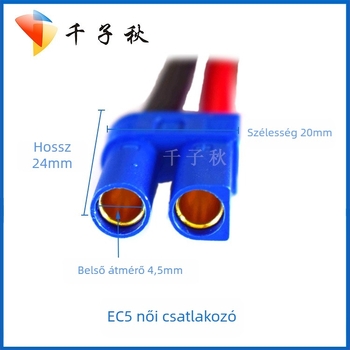 EC5 autó vészindító klipsz, 10 AWG tápkábel, szilikon bevonattal, autó akkumulátorhoz
