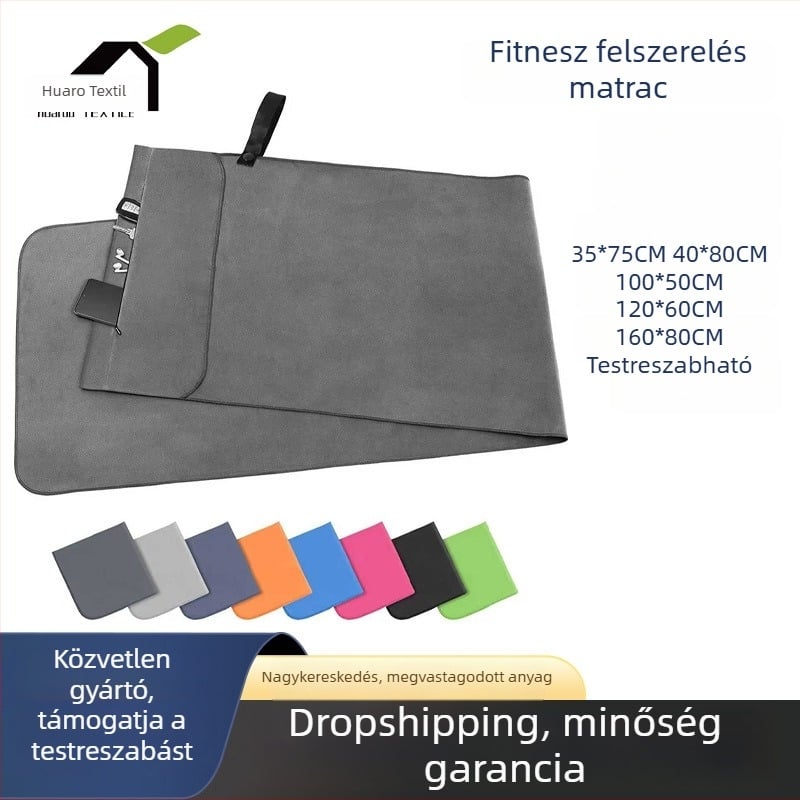 Mikroszálas sporttörölköző, gyors száradással, zsebbel, suede-hatású nyomtatás, logó testreszabható (200 g)