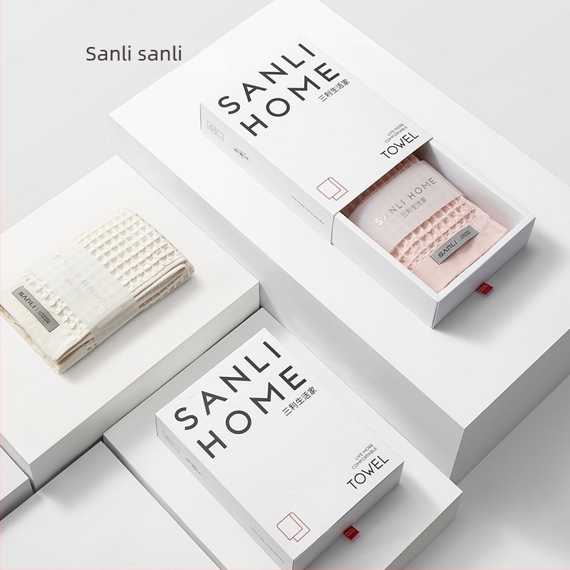 Sanli tiszta pamut arc törölköző, 32s fonal, egyszerű szövés, 82 g, ajándék doboz, OEM testreszabás