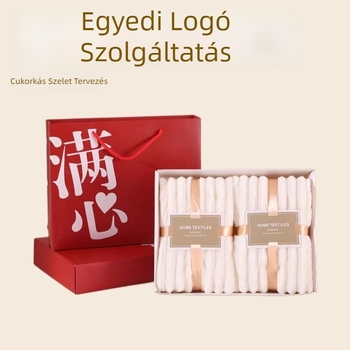 Két darabos korall velúr törölköző ajándékdobozban, logónyomtatás elérhető, 260 g, Jacquard szövés.