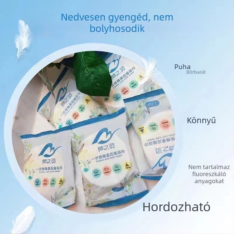 Dream Spirit Extra nagy, vastagított összenyomott fürdőlepedő üzleti utazásokhoz, egyenként csomagolt, higiénikus, egyszer használatos