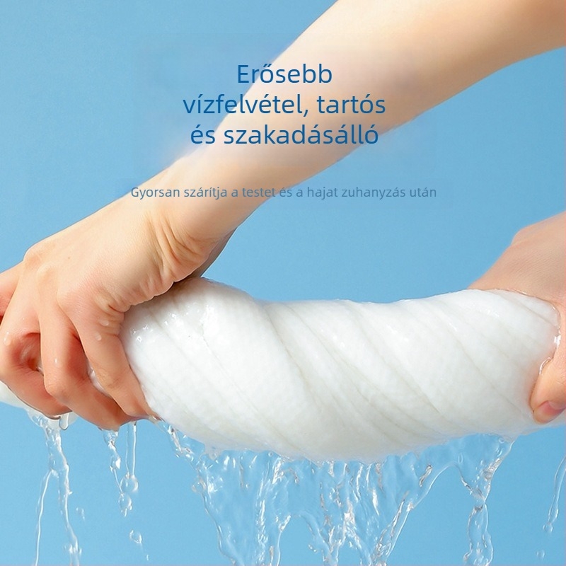 Egyszer használatos fürdőtörölköző növényi rostokból, egyenként csomagolt, jacquard feldolgozás, hordozható utazási törölköző szállodai használatra, nedvszívósság 26-30 s