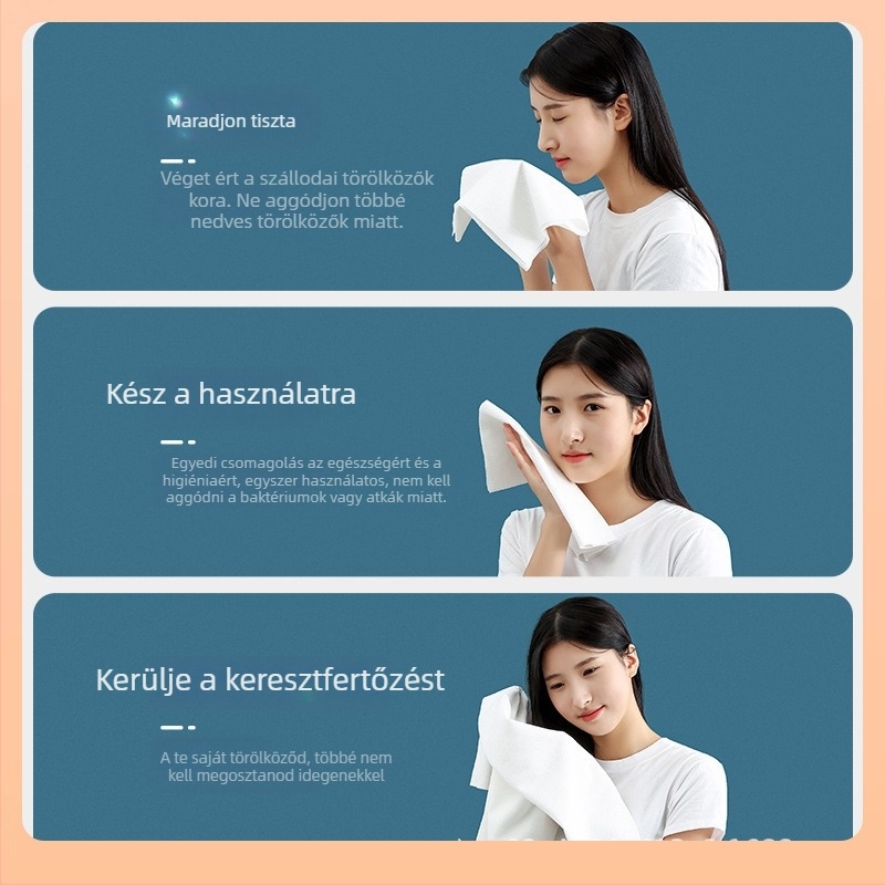 Egyszer használatos, vastagított fürdőlepedő, hordozható és egyénileg csomagolt utazásokhoz és szállodákba; növényi rostból készült; 5-10 s felszívódás.