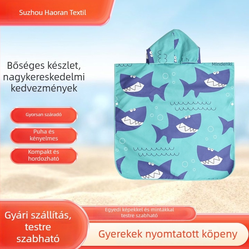 Hao Ran Mikroszálas gyorsan száradó köpönyeg a strandhoz és fürdéshez - nedvszívó, 150D szál, tömeg 200-300 g