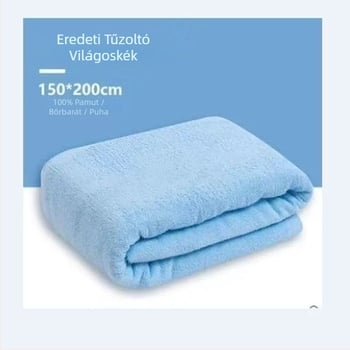 Kék pamut törölköző-takaró, világoskék nyári hűsítés, egyszínű