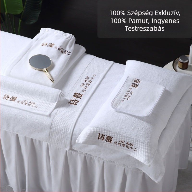 Szépségszalon törölközőkészlet (3 db), pamut, hímzés, 32 szálból, 140–170 g, testreszabás elérhető
