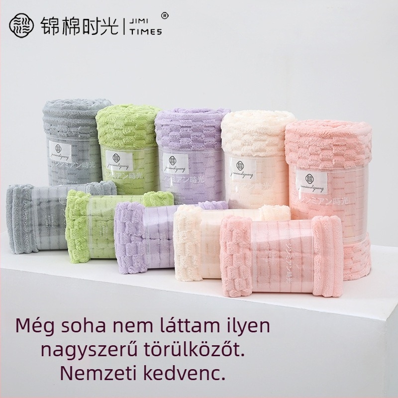 Fürdőlepedő korall flockból, felhő- kockás mintázat, warp-knit 150D, 450 g fölött, logó nyomtatva, Márka: Brocade Cotton Time