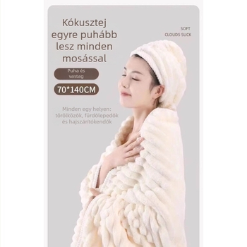 Női 3-részes fürdőtörölköző készlet hajszárító sapkával, 100% pamut, magas nedvszívó képesség, nem hullik ki a szálak, 300–400 g