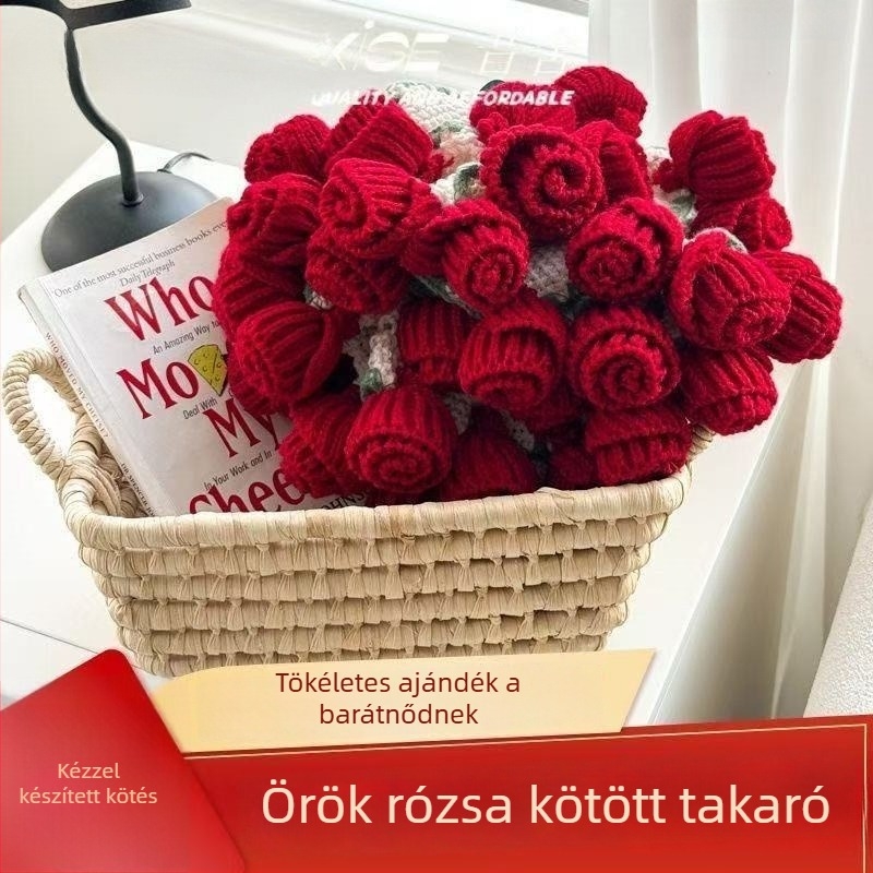 Rózsás mintás törölköző pléd, 400–410 g/m², tavasz–ősz, poliészter, skandináv stílus