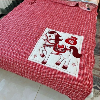 Tízrétegű géz puff pléd, pamut keverék, reaktív nyomtatás, törölköző típusú pléd tavasz-ősz