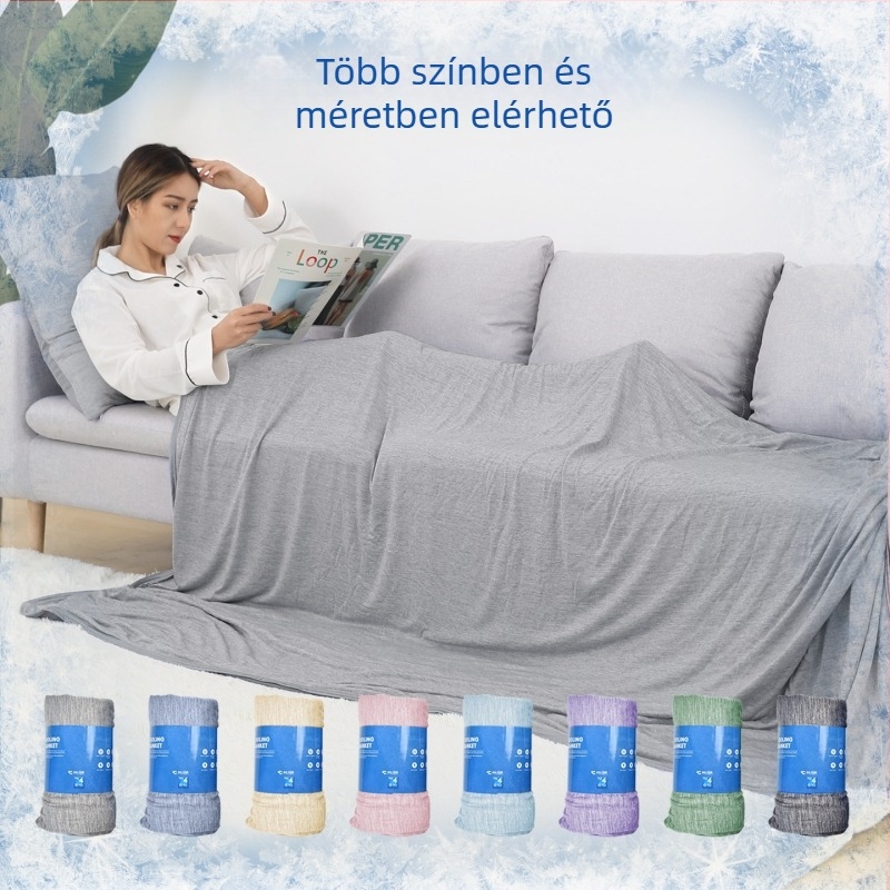 Személyre szabható felhőmintás hűsítő pléd, kétoldalas, gépi mosás, reaktív nyomtatás, 70% nylon / 30% polietilén