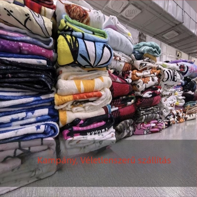 Korall fleece pléd geometriai mintával, flanel/poliészter anyag, 5000 g vagy több, tavaszra és őszre