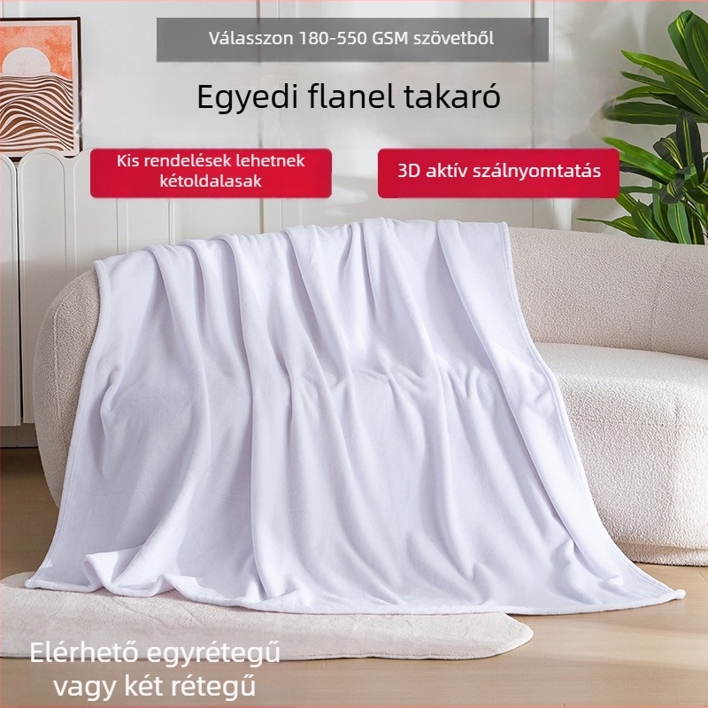 Poliészter Coral fleece takaró, 300 GSM, geometrikus minta, tavasz és ősz