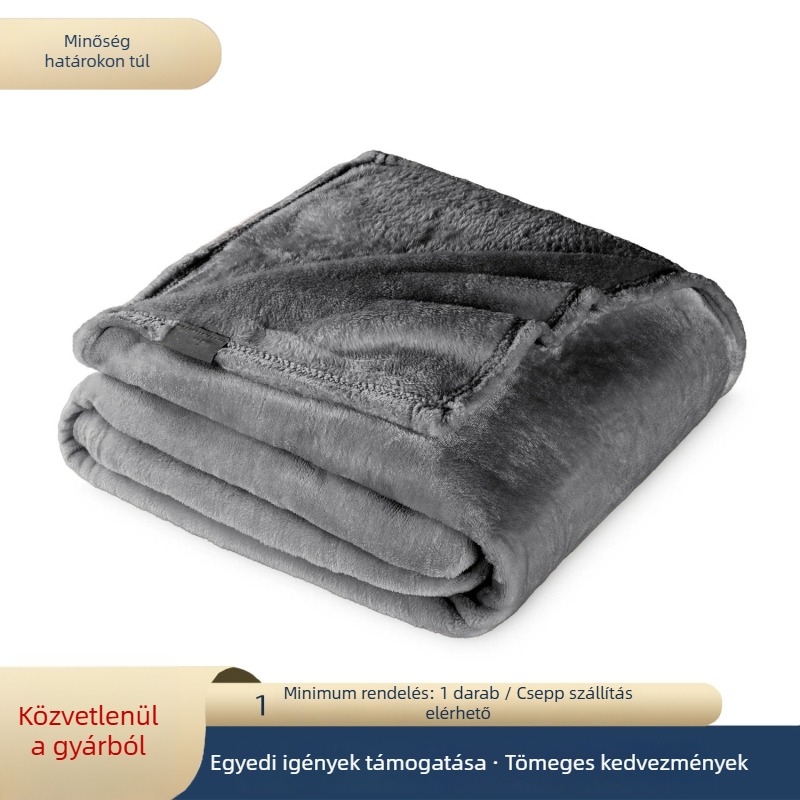 Világosszürke flanel takaró, tavasz–őszre, vékony, 200x230 cm, irodai pihenő takaró
