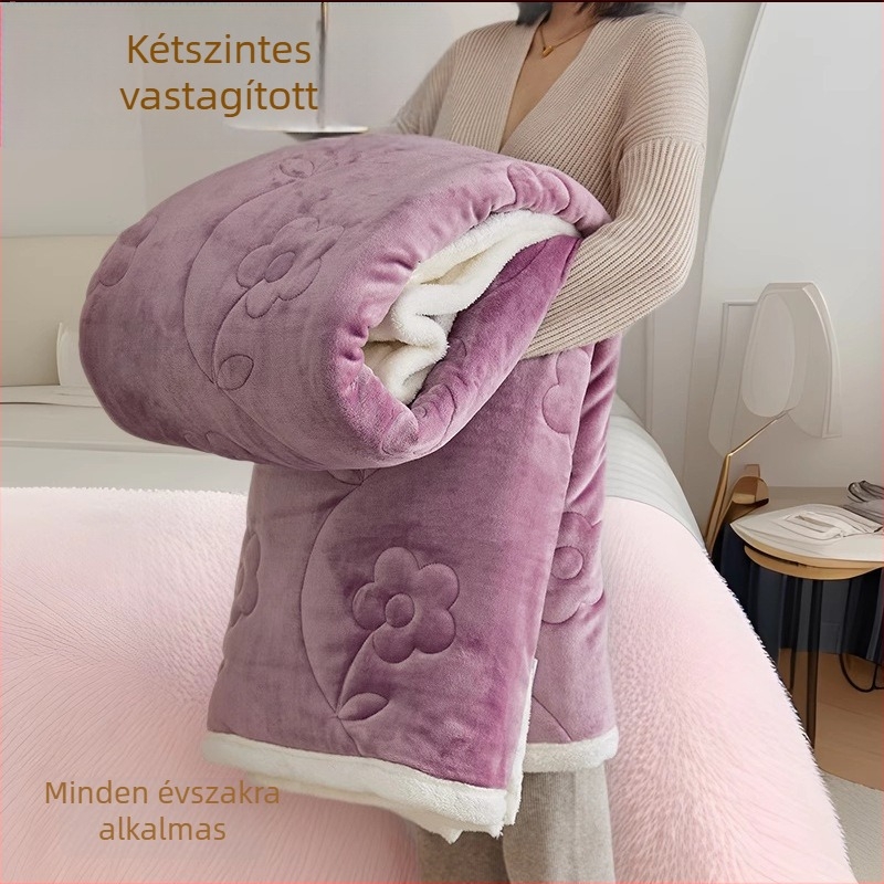 Kötött háromrétegű vastag töltésű pléd, 300 g alatt, bármely szezonhoz, Golden funiu