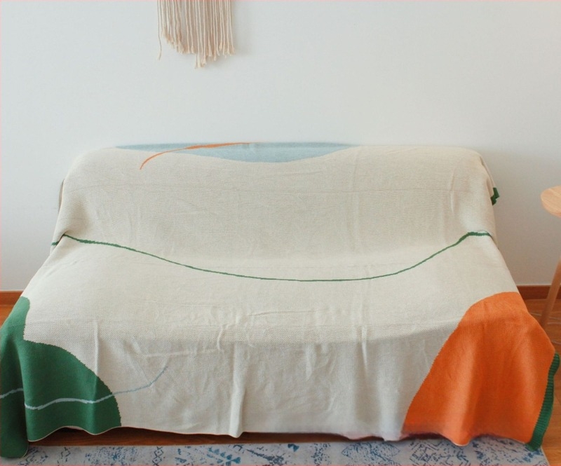 Kötött takaró geometriai mintával, 100% pamut, 300–499 g súly, négy évszakra