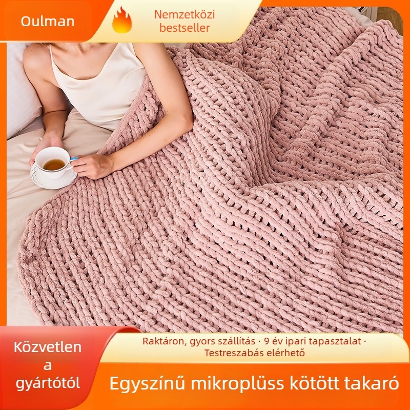 Kötött pléd – Chenille, Egyszínű minta, 1500–1999 g, Nordikus stílus