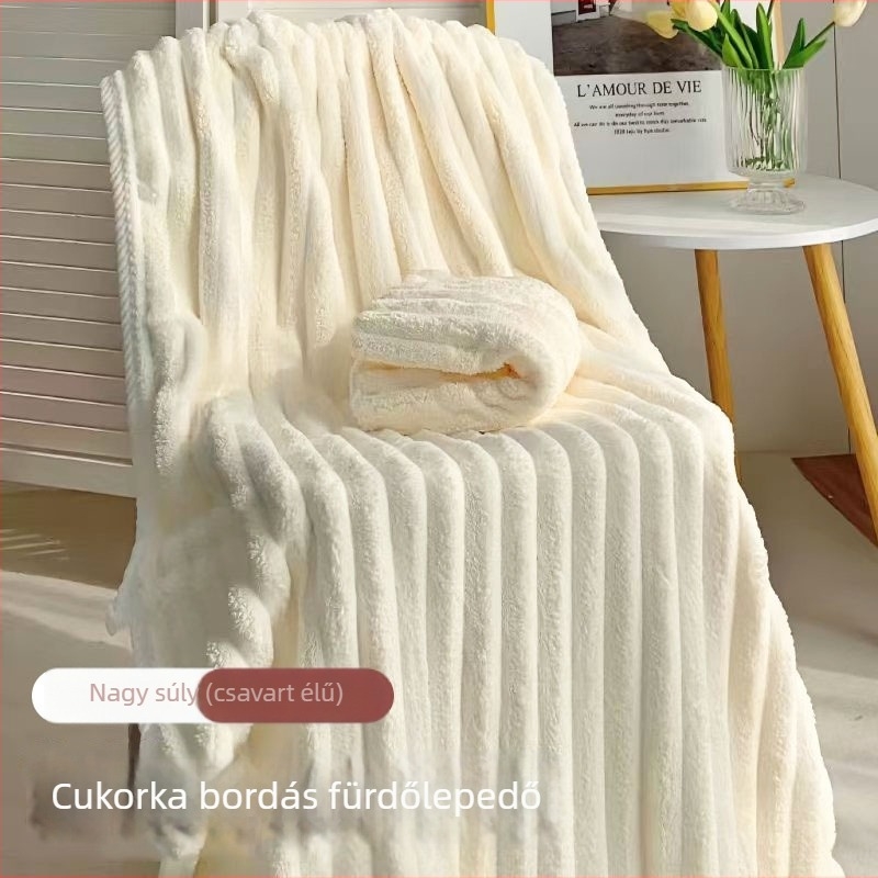 Korall fleece fürdő- és strandtörölköző otthoni használatra, nedvszívó, vastag, nagy, fonott szegéllyel, gyorsan száradó